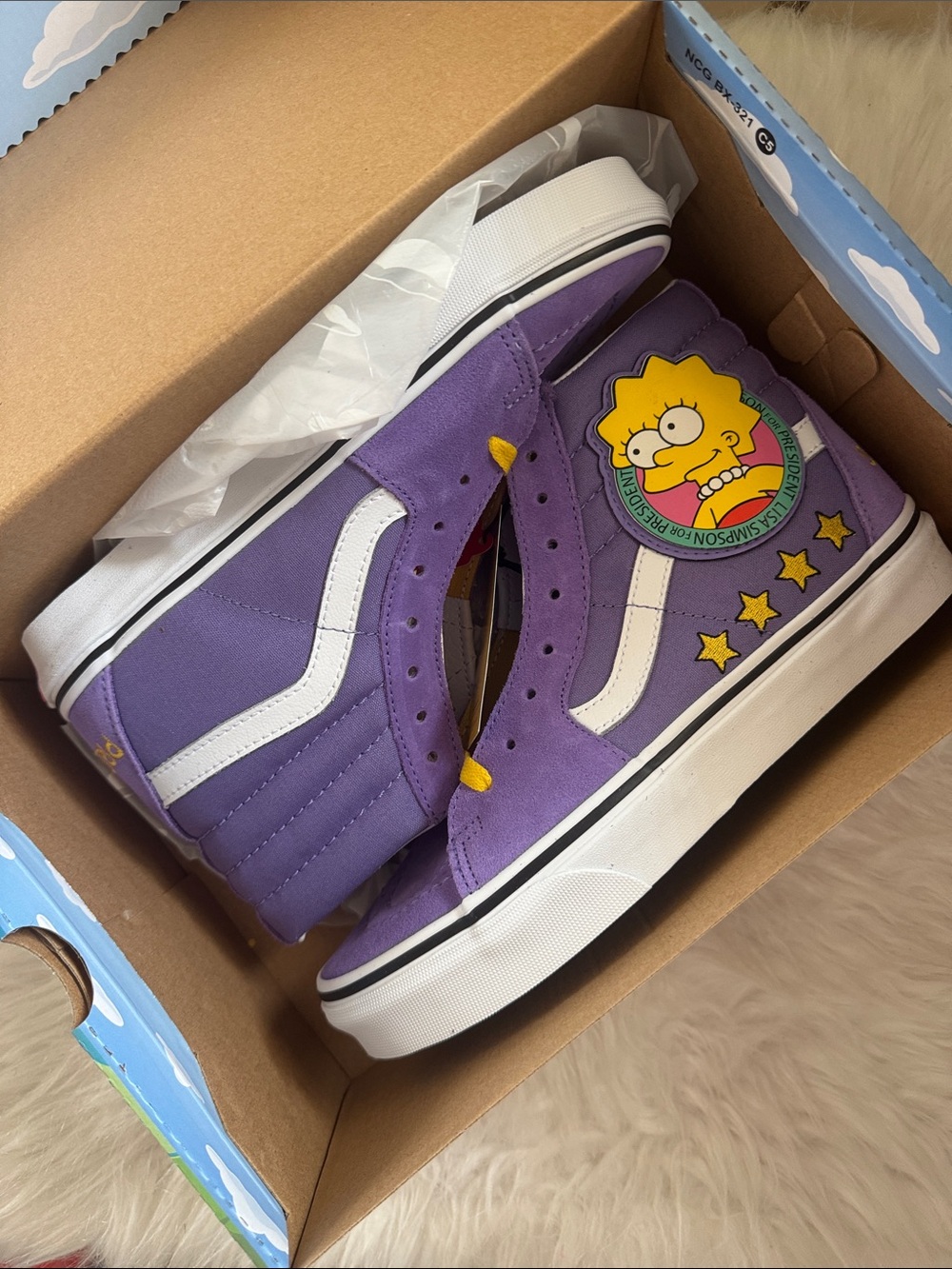 NEW Vans Purple High-Top Sneakers with Lisa Simpson Patch
